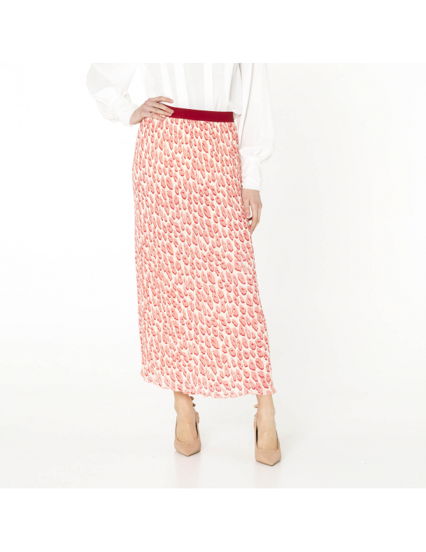 Long pleated skirt in printed georgette