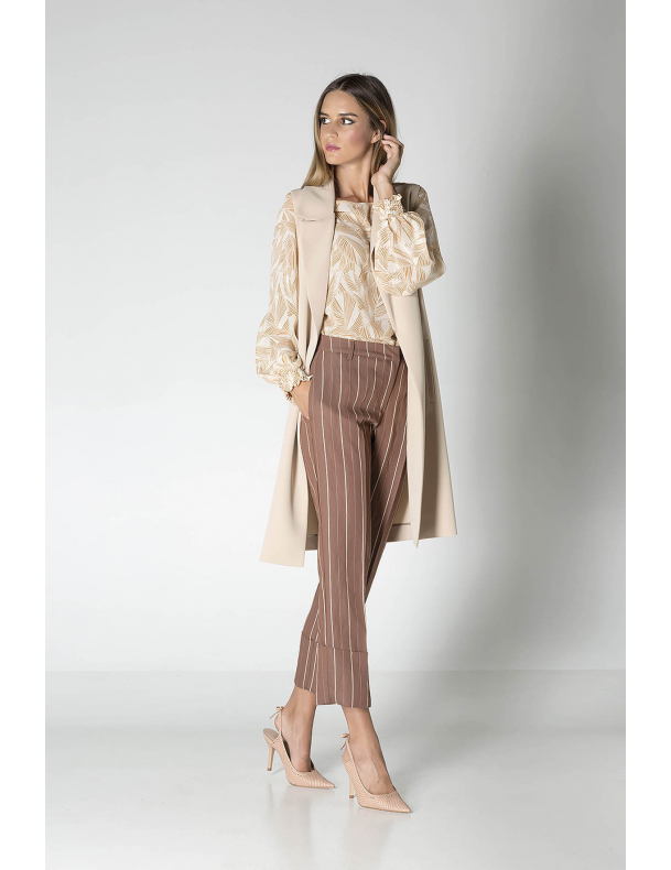 Cropped pinstripe trousers with high...